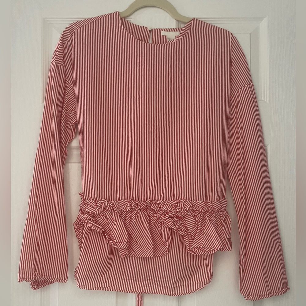 H&M Striped Blouse with Ruffle Waist